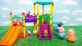 SWTAD Vids | Peppa Pig at the Park ! Toys and Dolls Pretend Play for Kids in Friends Playground