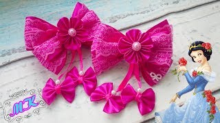 Бантик канзаши.  Бантик с подвесками.Kanzashi