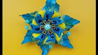 Канзаши МК из атласных лент своими руками - Бирюза/DIY