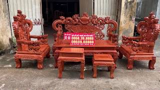 Bộ ghế gỗ phòng khách Nghê Khuỳnh gỗ hương đá / 0868.38.8888 & 08689.88888