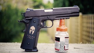 REVIEW: Sig Sauer 1911 Airgun - License Free Replica - CO2 4.5mm BB - Greek History "Molon Labe"