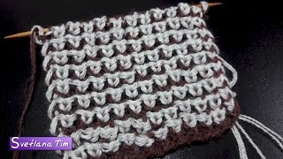 Узор спицами Двухцветное Букле. Уроки вязания # 536