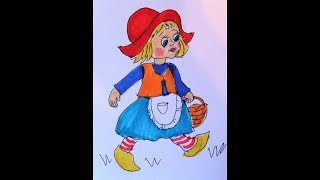 как нарисовать Красную  Шапочку за 3 минуты Creativity & Art of Olga Mishina