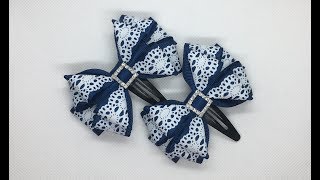 Украшение на заколку Канзаши / Бантики из декоративной репсовой ленты