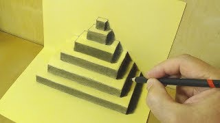Trick Art Drawing with Pencil - The Pyramid Illusion - Pop-up Papercraft