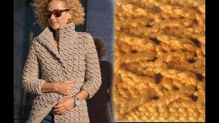 Шикарный узор крючком для стильного пальто.