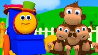 bob o trem | Cinco pequenos macacos | rima para crianças | Songs in Portuguese | Five Little Monkeys