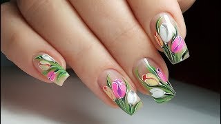 Мастер Класс Экспресс Дизайн Ногтей Тюлпаны/ Акриловая Коррекция/ Маникюр 2019/ Виктория Авдеева