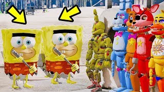 ANIMATRONICS Podem FUGIR do SUPER BOB ESPONJA ?(SpongeGar) | GTA V Five Nights at Freddy's