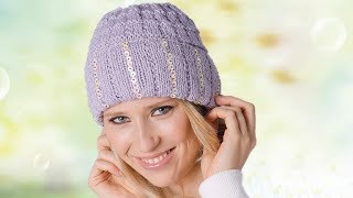 Женская шапочка спицами