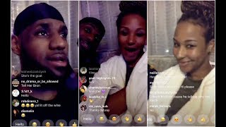 LeBron fooling around with his wife while watching the Playoffs