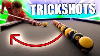 IMITANDO TRICKSHOTS DE BILHAR IMPOSSÍVEIS !!