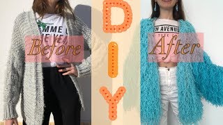 DIY як з старого кардигана зробити трендову шубку. Переробка одягу. Лайфхак