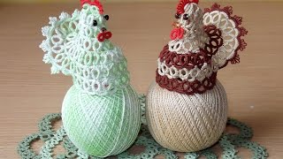 Плетем курицу. Фриволите