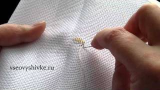 закрепление нити "на изнанке" в конце вышивки