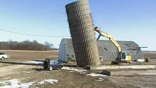 Excavator Pushing Silo Crashing Totaling a Car Geo Tracker