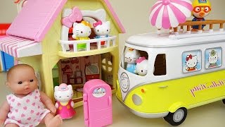 Hello Kitty 2 story house and car toy with Baby doll play