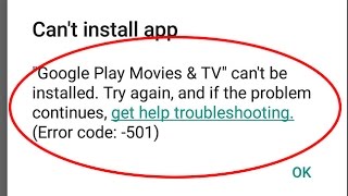 How to fix Can't install app|Error code 501 in Google play store