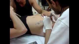 Tattoo Free Hand Flower on thigh, Horamis Inc.