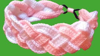 DIADEMA A CROCHET CON TRENZAS PASO A PASO ?  ( english subtitle )