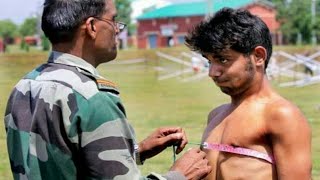 Chest measurement in indian army Live Chest Measurement in physical selection process in Hindi Video