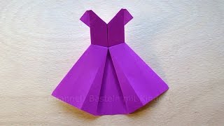 Origami Kleid falten mit Papier - Basteln mit Kindern - DIY - Basteln Ideen: Origami Kleidung