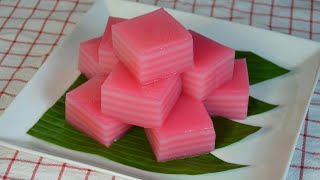 ขนมชั้นสีแดง สูตรไม่ต้องนวด แป้งนุ่ม หอมหวานมัน ต้นทุนต่ำเหมาะทำขาย ขนมไทยสร้างอาชีพ