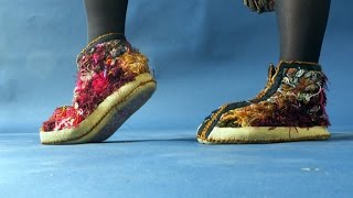 Шьем уютную домашнюю обувь из остатков шерстяных нитей. Мастер класс. Татьяна Лазарева