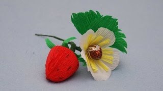 Клубника из конфет. Букет из конфет. DIY strawberry of sweets