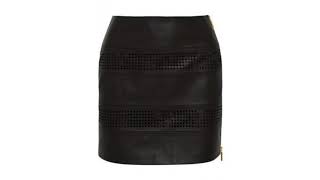 Banded Mini Leather Skirt