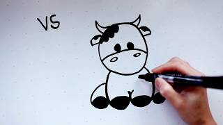 17: Kids' Tutorial -  How to Draw a Cute Cow in 3 Min - Simple, Easy & Fun | Vivi Santoso