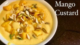 Mango Custard Recipe In Telugu | Summer Special Sweet Dessert Recipe Fruit Custard Salad (Eng Sub)