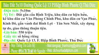 Bán Đất,5x10,Đường Quốc Lộ 13 Phường Hiệp Bình Phước Quận Thủ Đức,Bán Đất Đường QL 13,PHBP,FHBP,Q Th