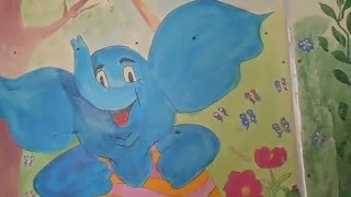 Рисунок слонотопа на гипсокартоне вместо обоев