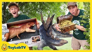 Dinosaur Toy Treasure Hunt! Surprise Jurassic World Fallen Kingdom Toys & Super Colossal T-Rex