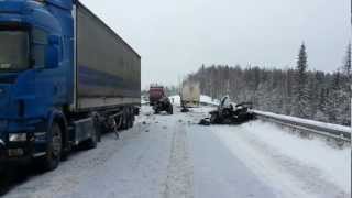 Лобовое ДТП 14.03.2013 М18 недалеко от п. Пояконда