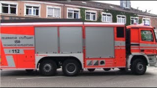 Großeinsatz Berufsfeuerwehr Stuttgart [RW-Schiene, FwK...] - VU 3 mit LKW
