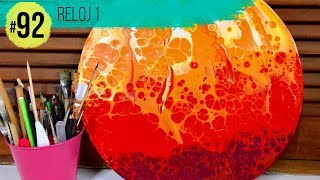 #92 "Reloj I"- TUTORIAL ACRILICOS FLUIDOS -En Español (Acrylic Pouring)