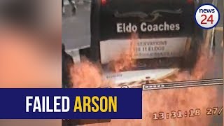 WATCH: Suspected arsonist ends up in flames during bus strike