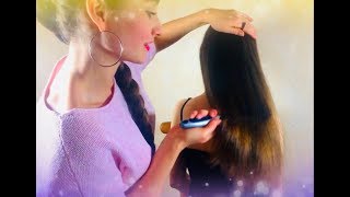 Magic ASMR hair brushing and making for Bella braid!(mouth sounds, not talknig)