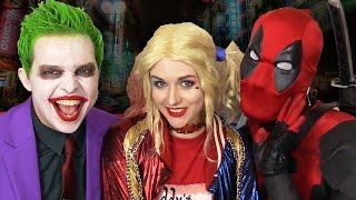 DEADPOOL gets Between JOKER & HARLEY QUINN - Real Life Superhero Movie