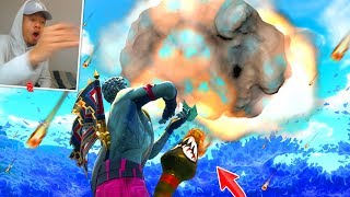 ROCKET RIDING to the METEOR in Fortnite!! (DESTROYED!)