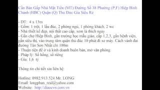 Bán Nhà Đường Số 38 Phường Hiệp Bình Chánh Quận Thủ Đức
