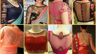 Top 100 Partywear Net blouse designs || Netted saree blouse designs 2019
