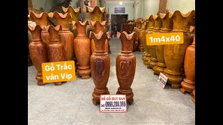 LỘC BÌNH GỖ TRẮC QUÝ HIẾM VÂN CHỌN VÍP ĐẶC SẮC 1m4x40 - ĐỒ GỖ HUY SAN DT 0969208096