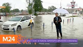 Таксисты перевозят пассажиров через лужи в Шереметьеве за 500 рублей - Москва 24