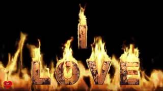 Футаж I Love You титры из огня