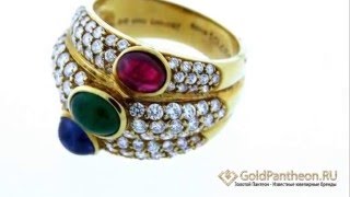 Золотое кольцо с бриллиантами, рубином, изумрудом и сапфиром Chaumet 134683