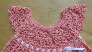 Детское Платье с Круглой Кокеткой Крючком - 2019 / Baby Dress with Round Crochet