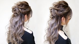 ☆簡単なハーフアップのヘアアレンジ！ 初級レベル。三つ編みとロープ編みでできます！hairdo 头发安排　การจัดเรียงผม 헤어 어레인지